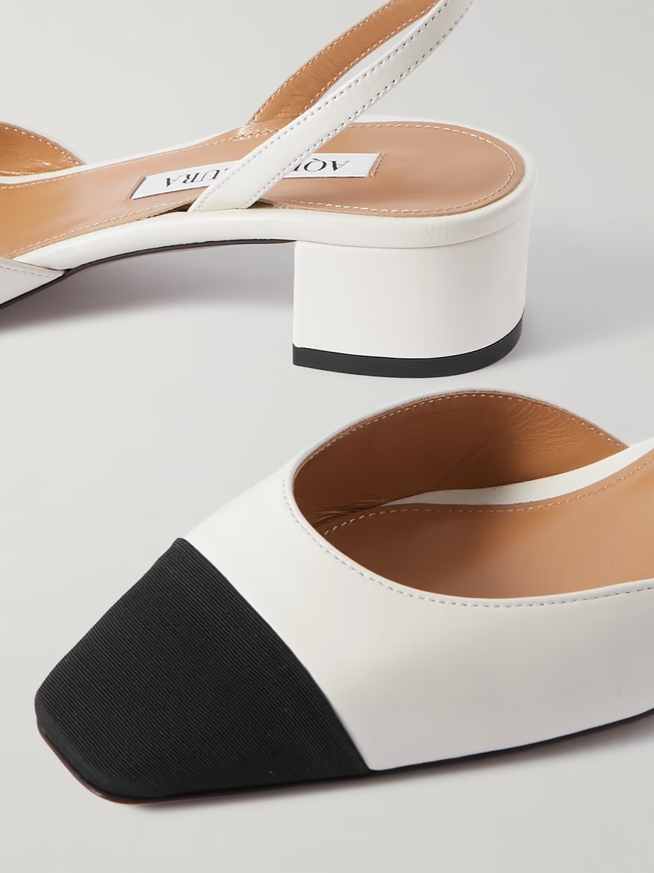 French Flirt 35 grosgrain-trimmed leather Mary Jane pumps French Flirt 35 grosgrain-trimmed leather Mary Jane pumps