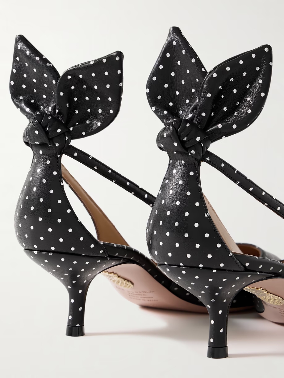 Bow Tie 50 metallic polka-dot leather pumps Bow Tie 50 metallic polka-dot leather pumps