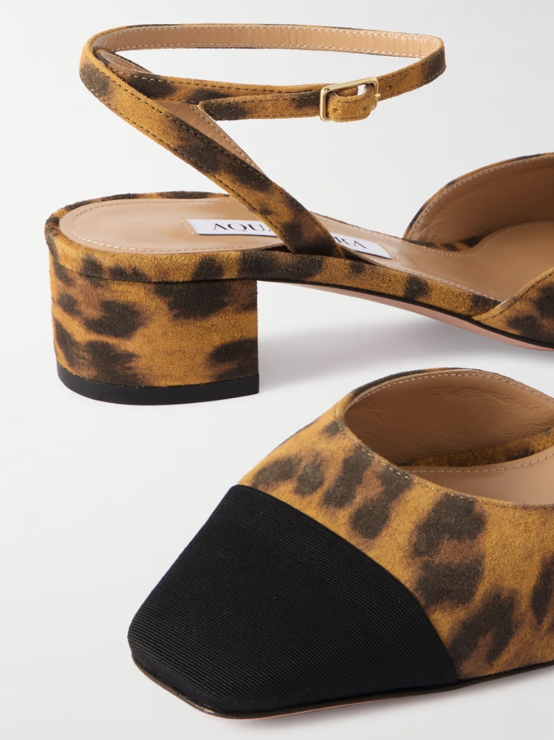 French Flirt 35 grosgrain-trimmed leopard-print suede pumps French Flirt 35 grosgrain-trimmed leopard-print suede pumps