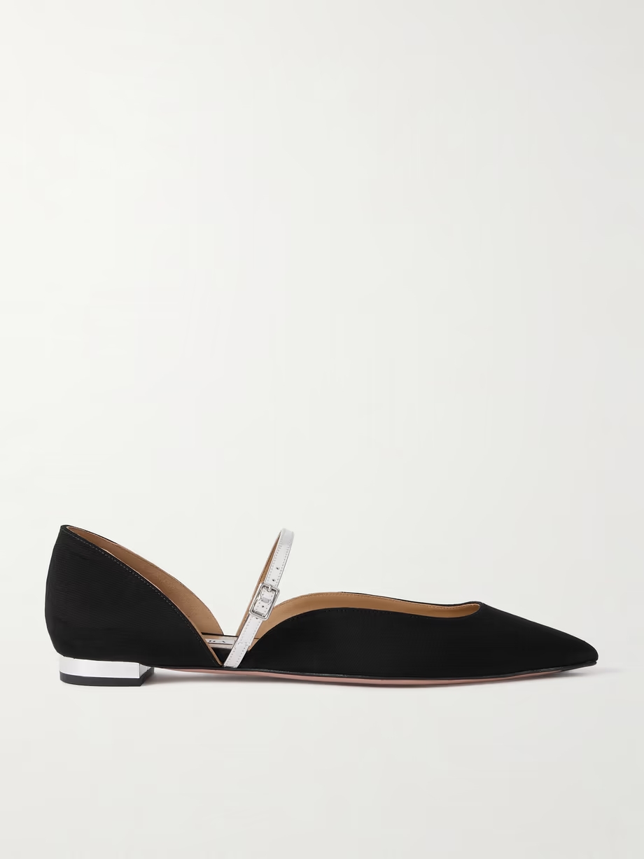 Bellezza metallic faux leather-trimmed grosgrain flats Bellezza metallic faux leather-trimmed grosgrain flats