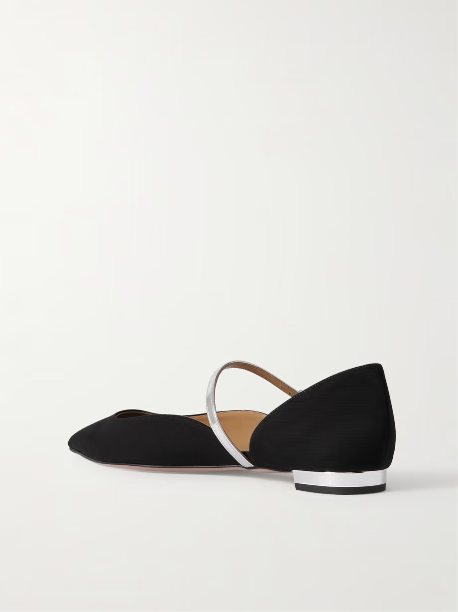 Bellezza metallic faux leather-trimmed grosgrain flats Bellezza metallic faux leather-trimmed grosgrain flats