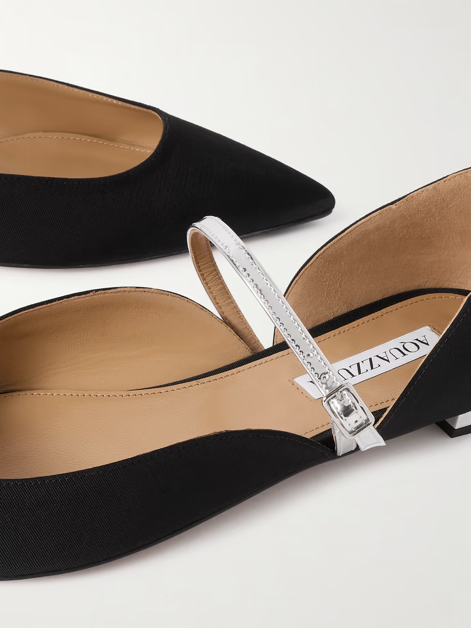 Bellezza metallic faux leather-trimmed grosgrain flats Bellezza metallic faux leather-trimmed grosgrain flats