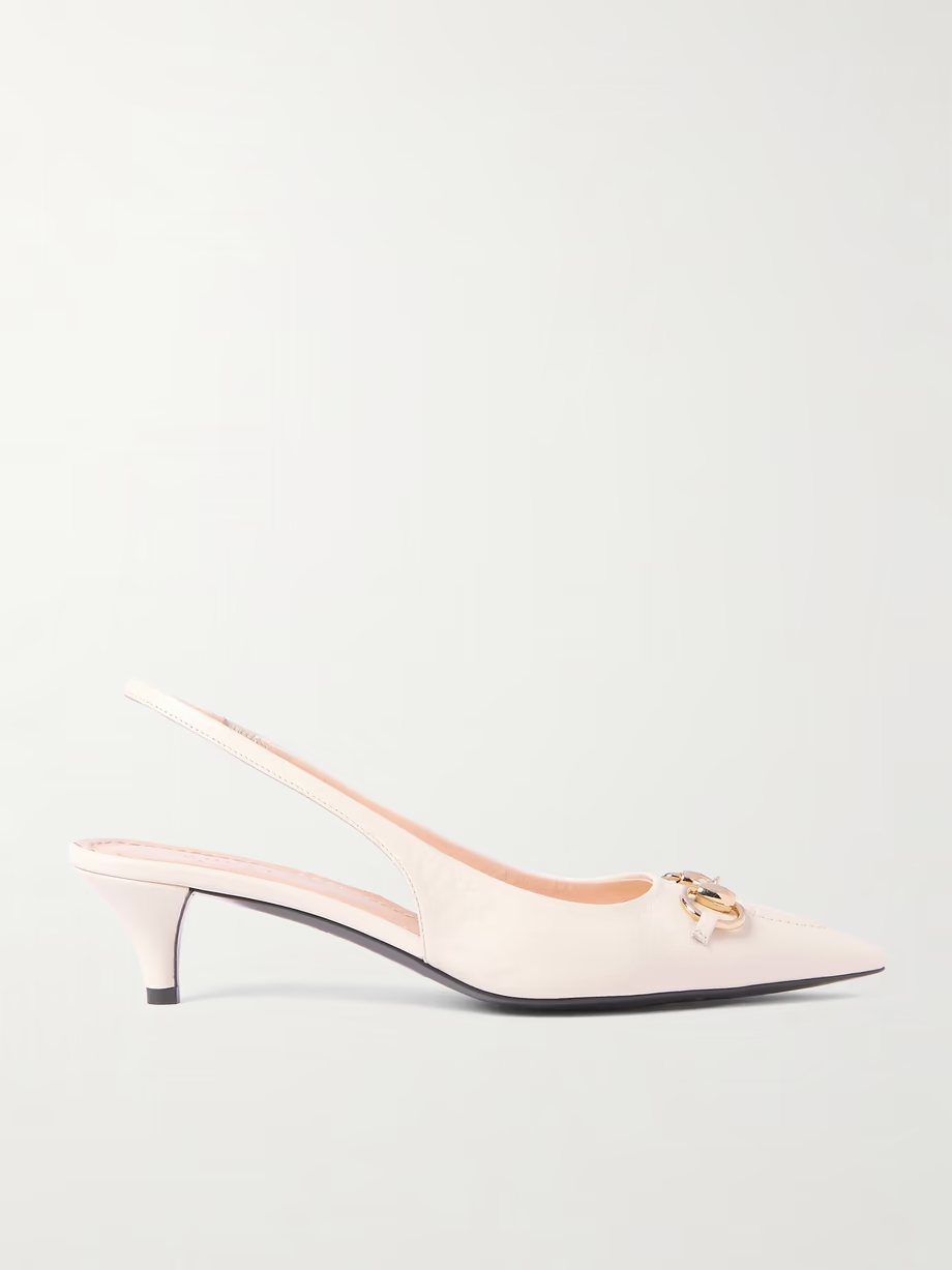 Erin horsebit-detailed leather slingback pumps Erin horsebit-detailed leather slingback pumps