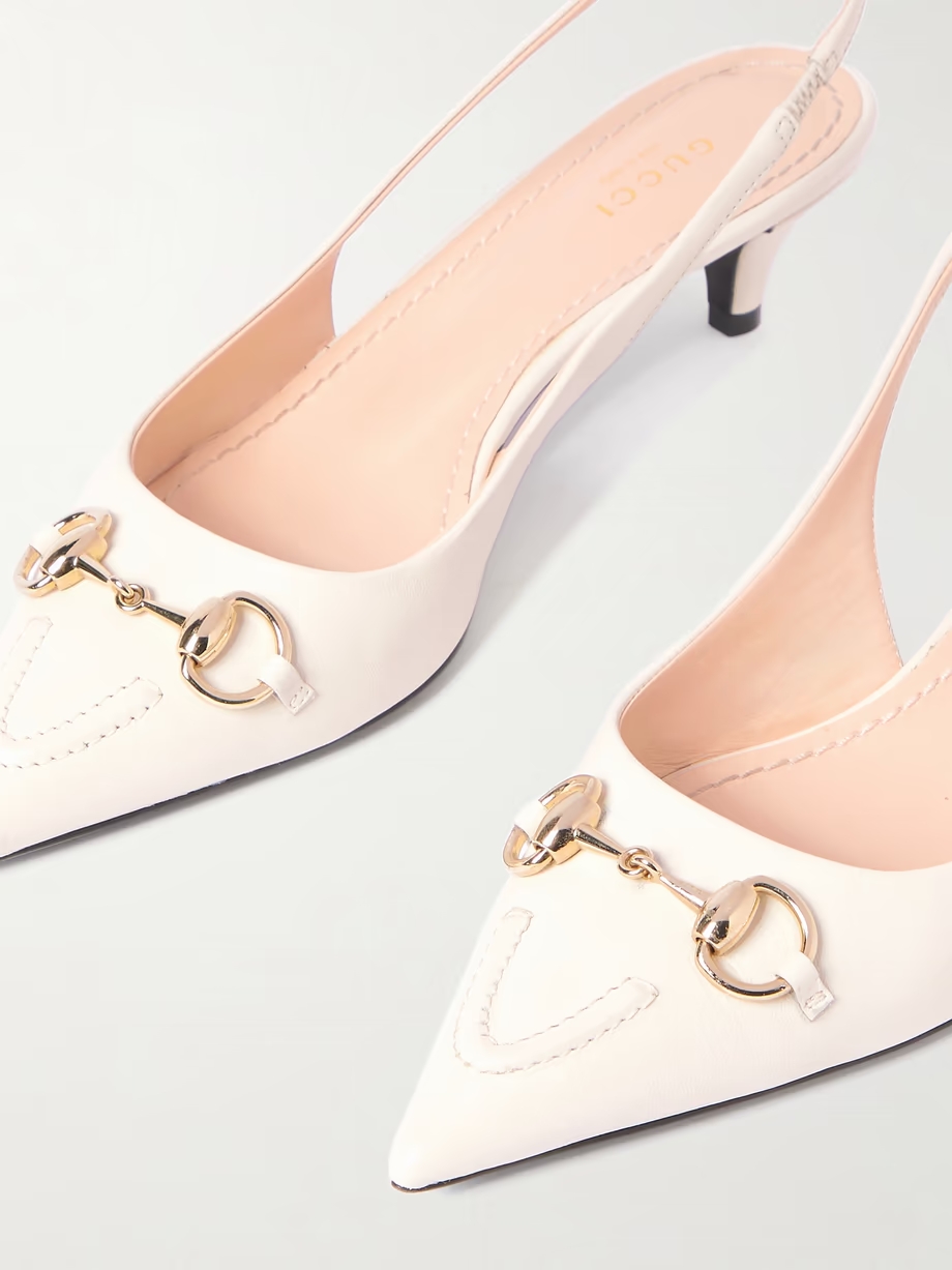 Erin horsebit-detailed leather slingback pumps Erin horsebit-detailed leather slingback pumps