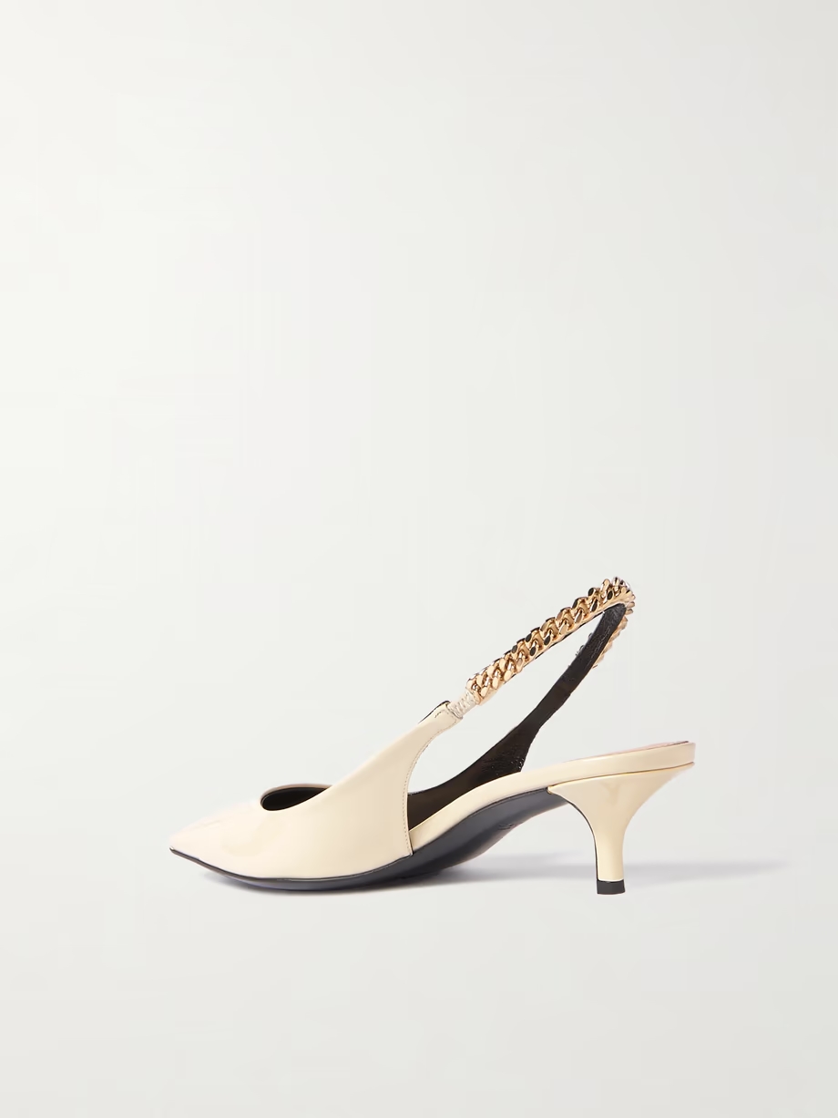 Signoria embellished patent-leather slingback pumps Signoria embellished patent-leather slingback pumps