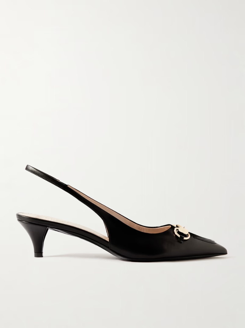 Erin horsebit-detailed leather slingback pumps Erin horsebit-detailed leather slingback pumps