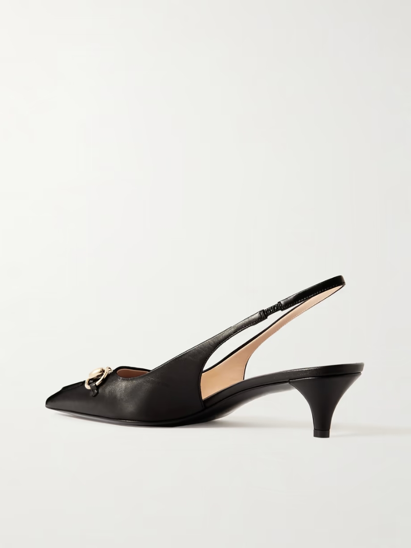 Erin horsebit-detailed leather slingback pumps Erin horsebit-detailed leather slingback pumps