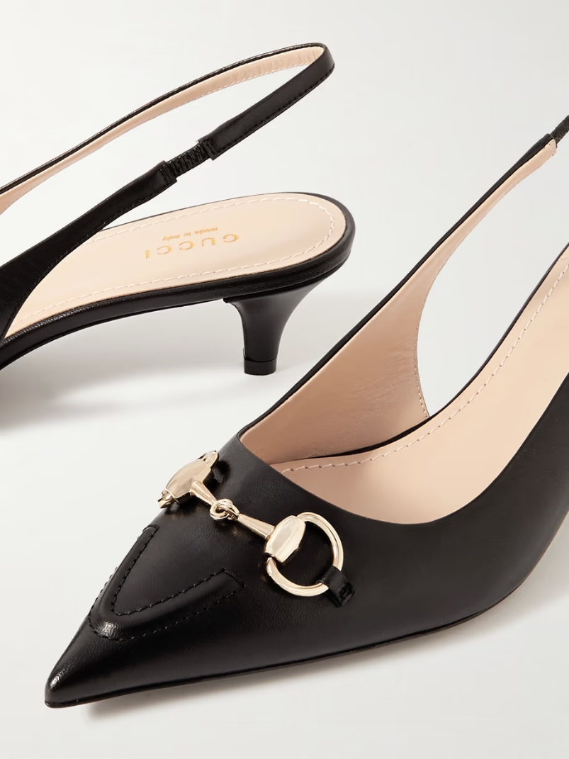 Erin horsebit-detailed leather slingback pumps Erin horsebit-detailed leather slingback pumps