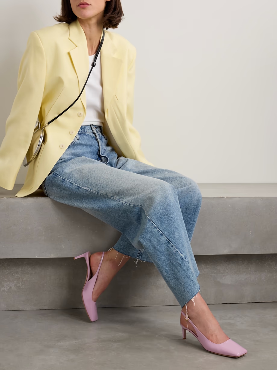 Nuit 55 glossed-leather slingback pumps Nuit 55 glossed-leather slingback pumps