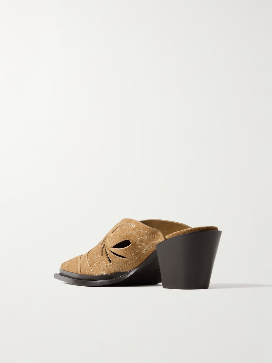 Cece II 60 cutout embroidered suede mules Cece II 60 cutout embroidered suede mules