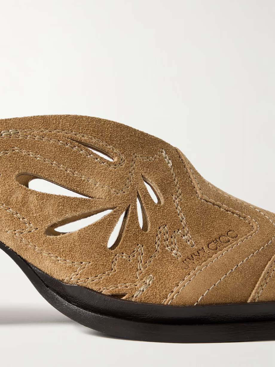 Cece II 60 cutout embroidered suede mules Cece II 60 cutout embroidered suede mules