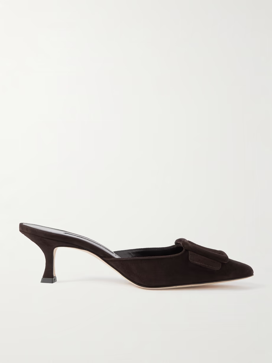 Maysale 50 buckled suede mules Maysale 50 buckled suede mules