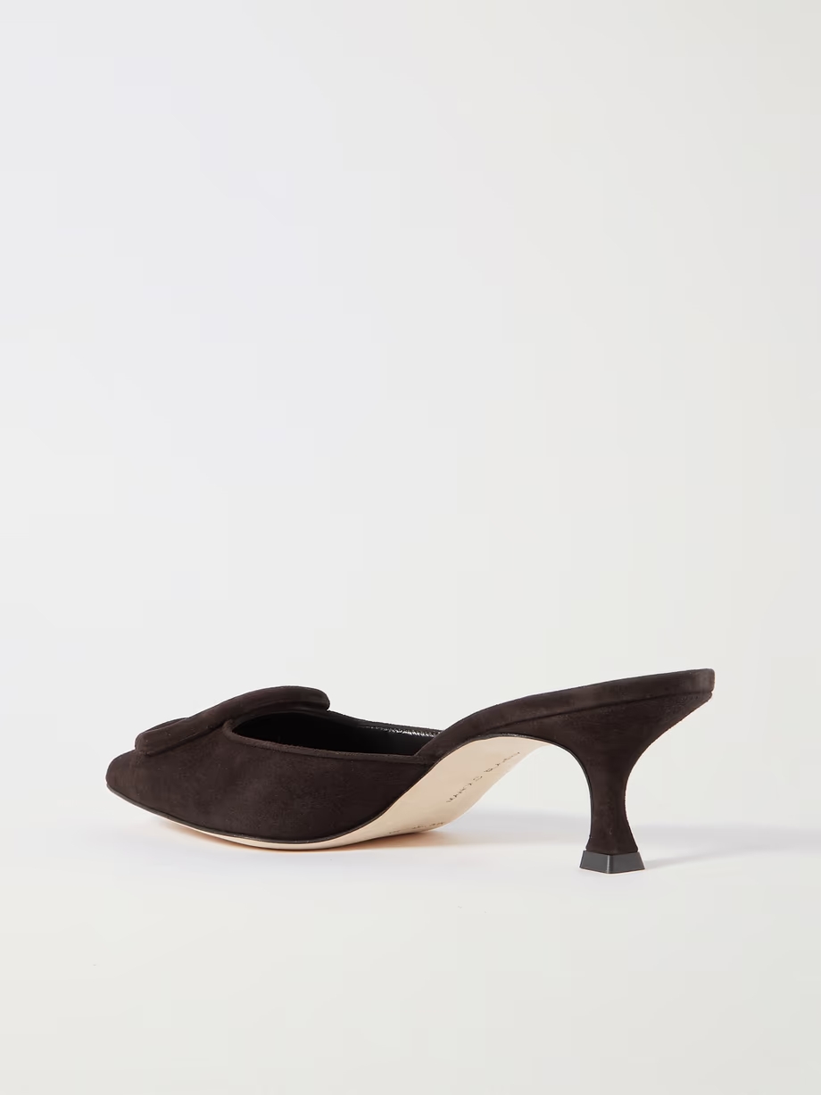 Maysale 50 buckled suede mules Maysale 50 buckled suede mules