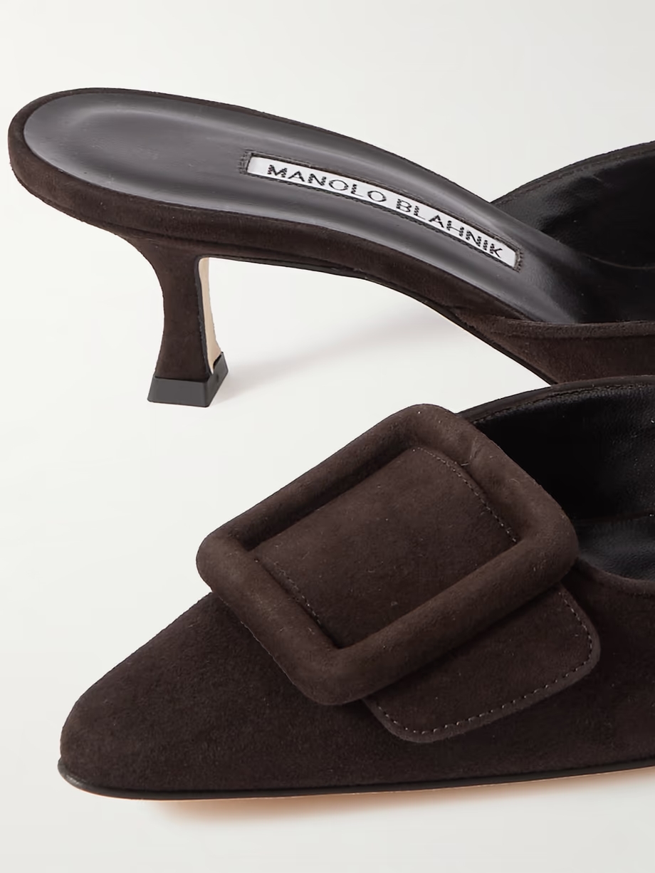 Maysale 50 buckled suede mules Maysale 50 buckled suede mules
