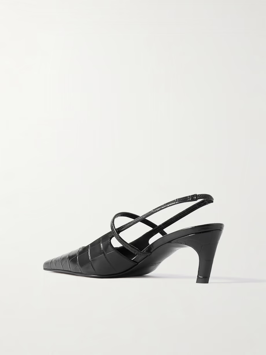 The Sharp croc-effect leather slingback pumps The Sharp croc-effect leather slingback pumps