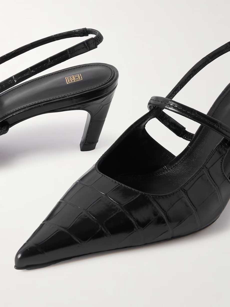 The Sharp croc-effect leather slingback pumps The Sharp croc-effect leather slingback pumps