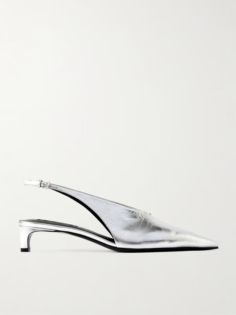 Metallic leather slingback pumps Metallic leather slingback pumps