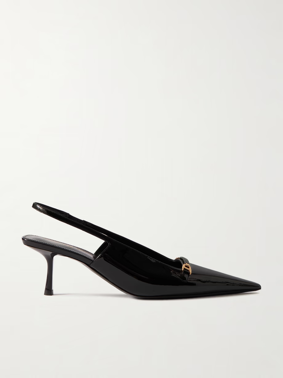 Carine embellished patent-leather slingback pumps Carine embellished patent-leather slingback pumps