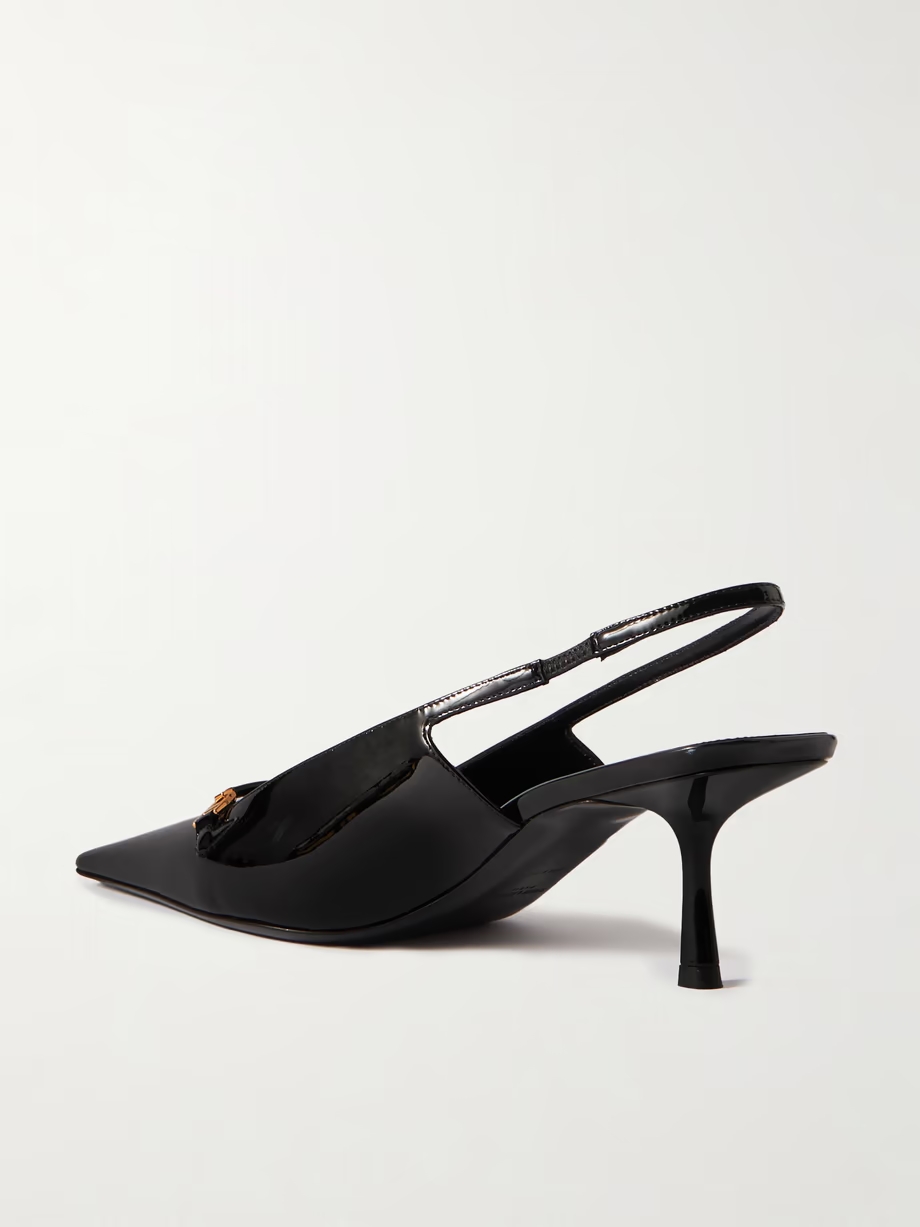 Carine embellished patent-leather slingback pumps Carine embellished patent-leather slingback pumps