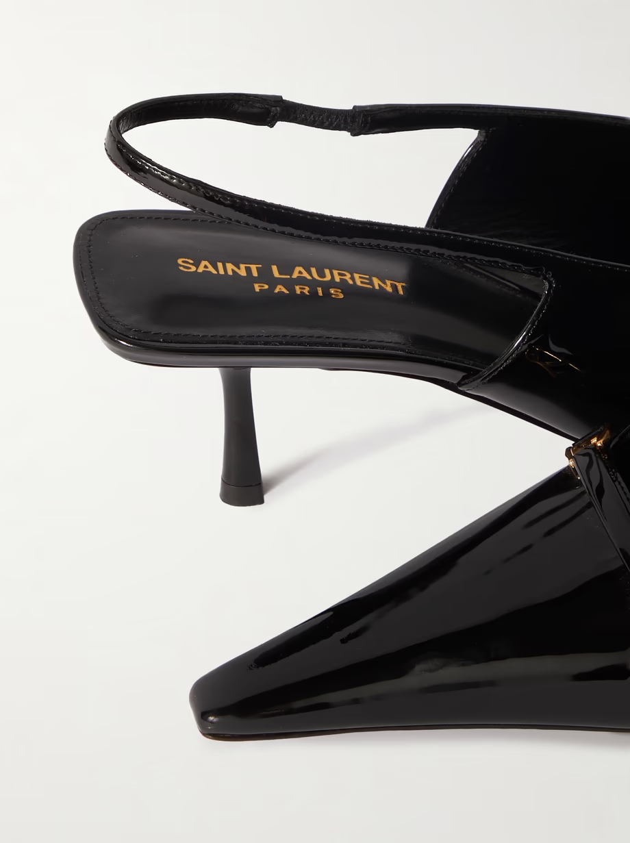 Carine embellished patent-leather slingback pumps Carine embellished patent-leather slingback pumps