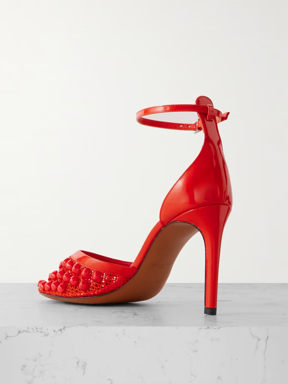 90 embellished fishnet and patent-leather pumps 90 embellished fishnet and patent-leather pumps