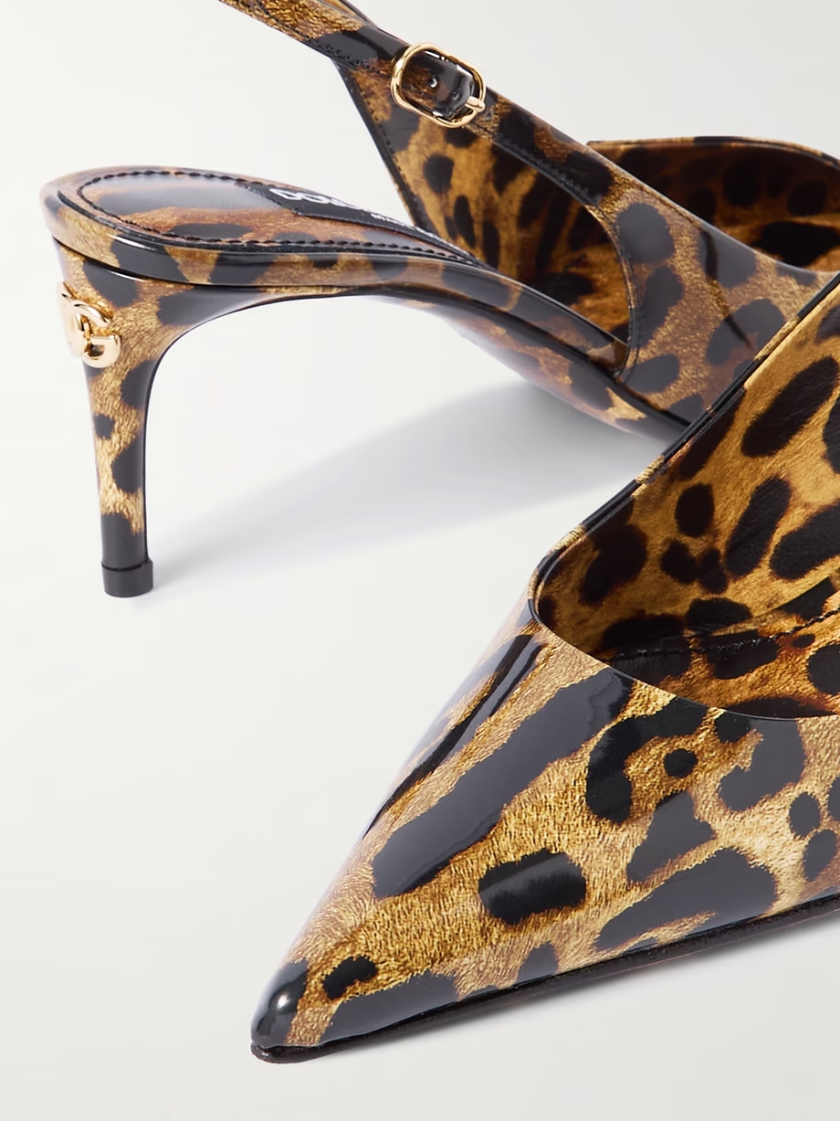 Mun leopard-printed patent-leather slingback pumps Mun leopard-printed patent-leather slingback pumps