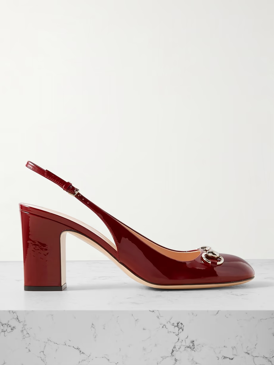 Lady horsebit-embellished patent-leather slingback pumps Lady horsebit-embellished patent-leather slingback pumps