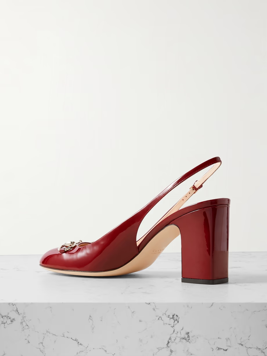 Lady horsebit-embellished patent-leather slingback pumps Lady horsebit-embellished patent-leather slingback pumps