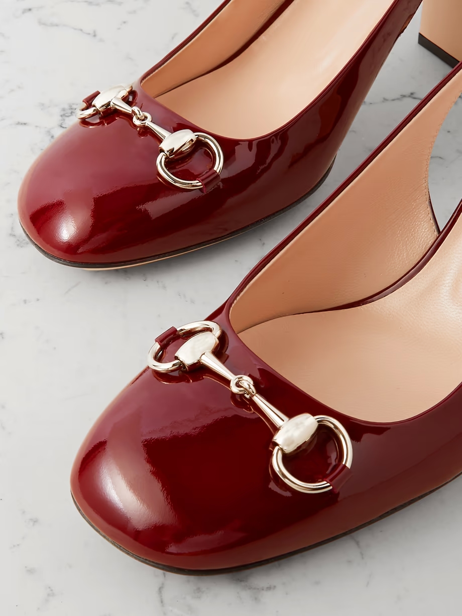 Lady horsebit-embellished patent-leather slingback pumps Lady horsebit-embellished patent-leather slingback pumps