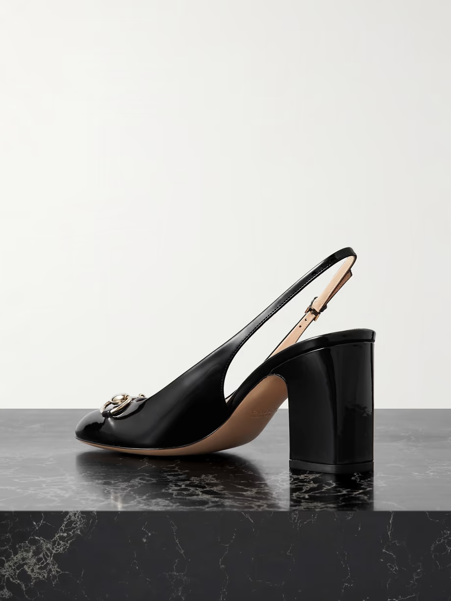 Lady horsebit-embellished patent-leather slingback pumps Lady horsebit-embellished patent-leather slingback pumps