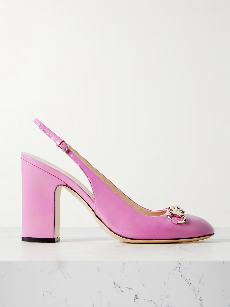 Lady horsebit-embellished patent-leather slingback pumps Lady horsebit-embellished patent-leather slingback pumps