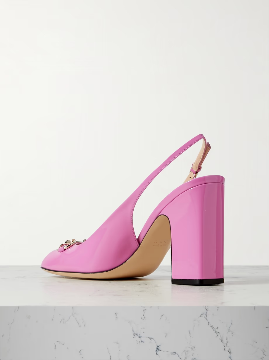 Lady horsebit-embellished patent-leather slingback pumps Lady horsebit-embellished patent-leather slingback pumps