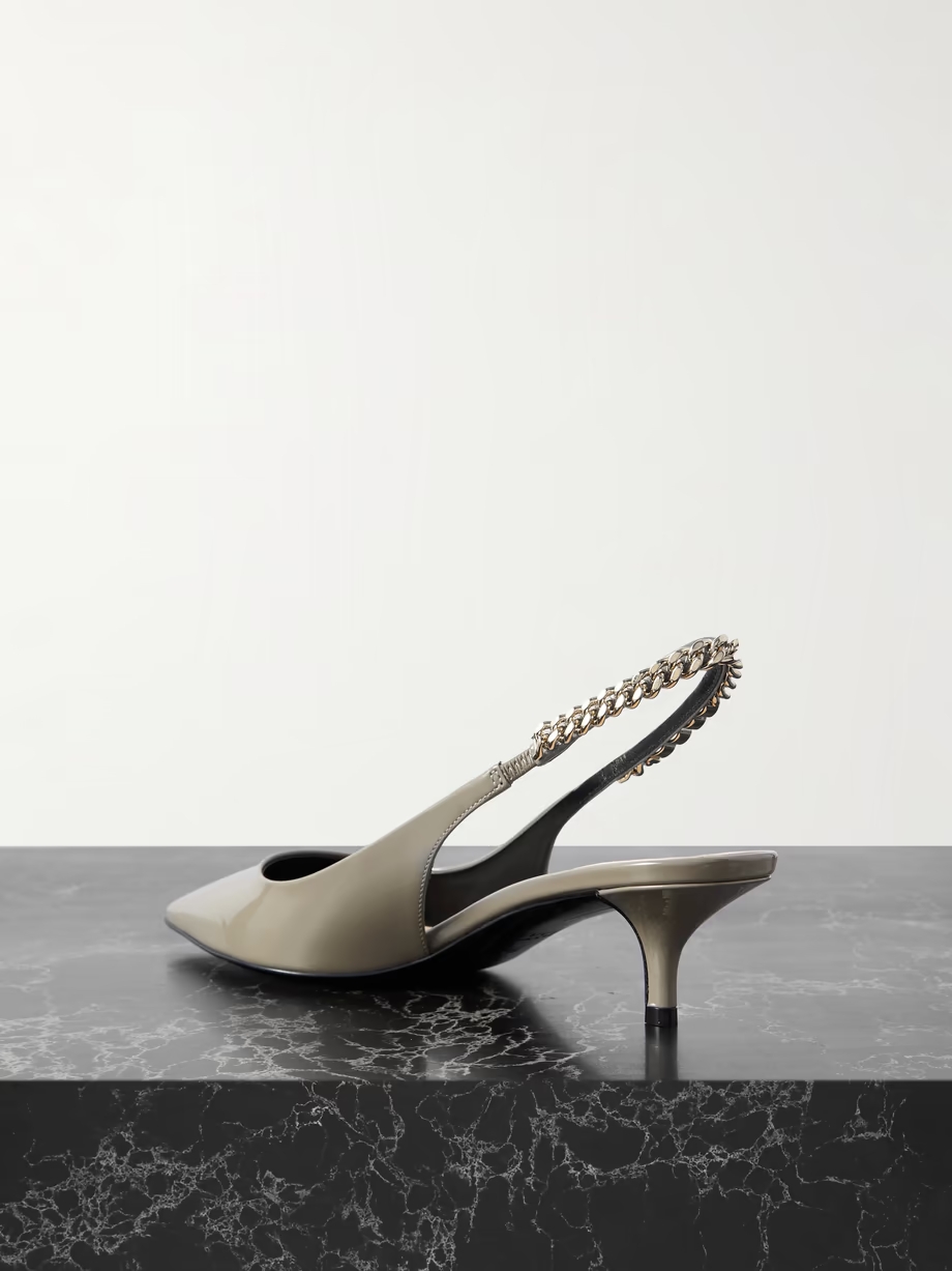 Signoria embellished patent-leather slingback pumps Signoria embellished patent-leather slingback pumps