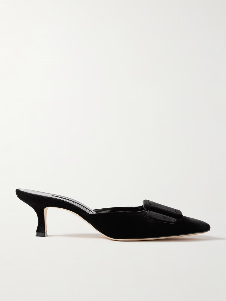 Maysale 50 buckled velvet mules Maysale 50 buckled velvet mules