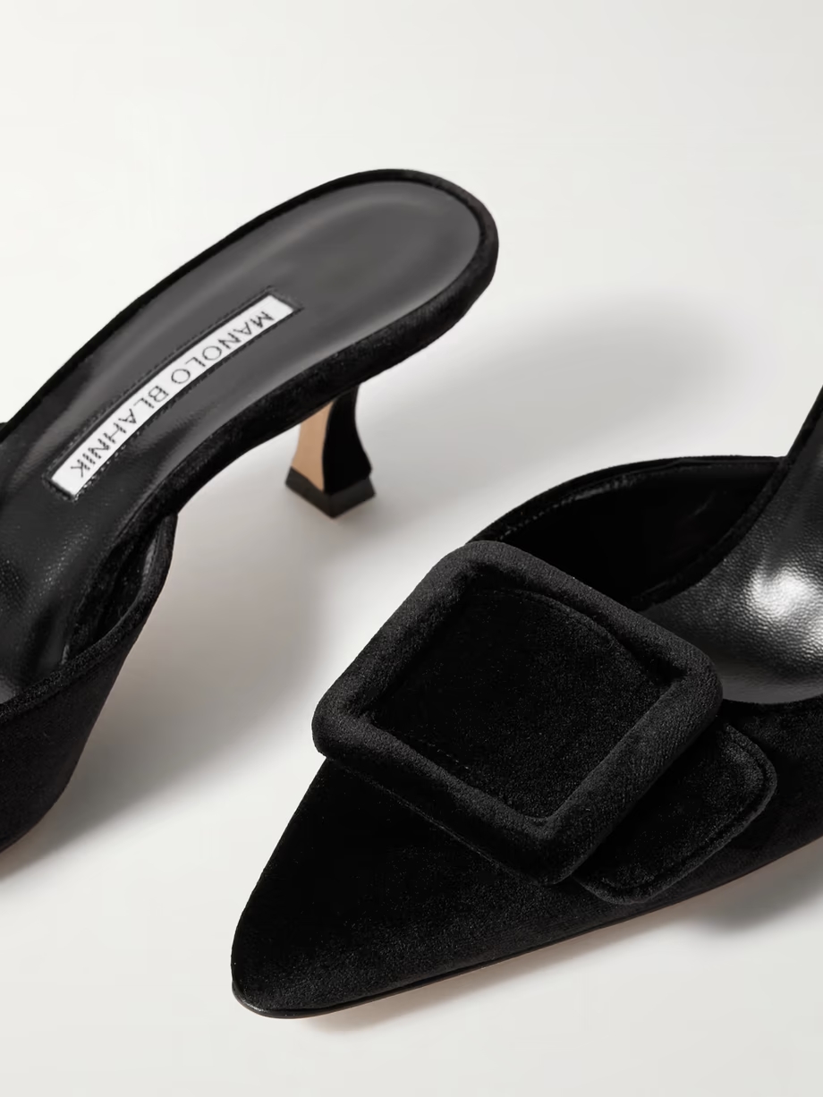 Maysale 50 buckled velvet mules Maysale 50 buckled velvet mules