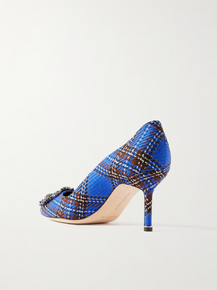 Hangisi 70 crystal-embellished checked wool pumps Hangisi 70 crystal-embellished checked wool pumps