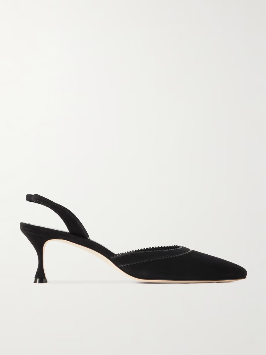 Brontiasli 50 leather-trimmed suede slingback pumps Brontiasli 50 leather-trimmed suede slingback pumps