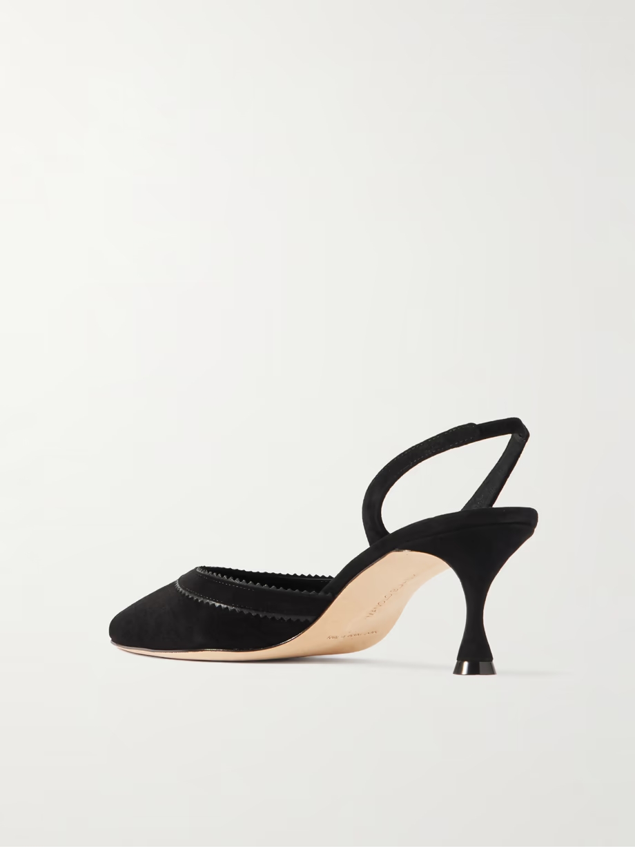 Brontiasli 50 leather-trimmed suede slingback pumps Brontiasli 50 leather-trimmed suede slingback pumps
