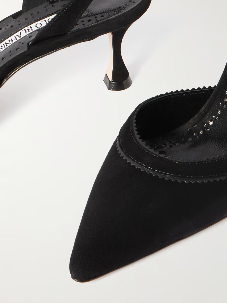 Brontiasli 50 leather-trimmed suede slingback pumps Brontiasli 50 leather-trimmed suede slingback pumps