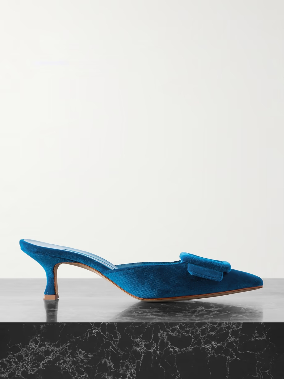 Maysale 50 buckled velvet mules Maysale 50 buckled velvet mules