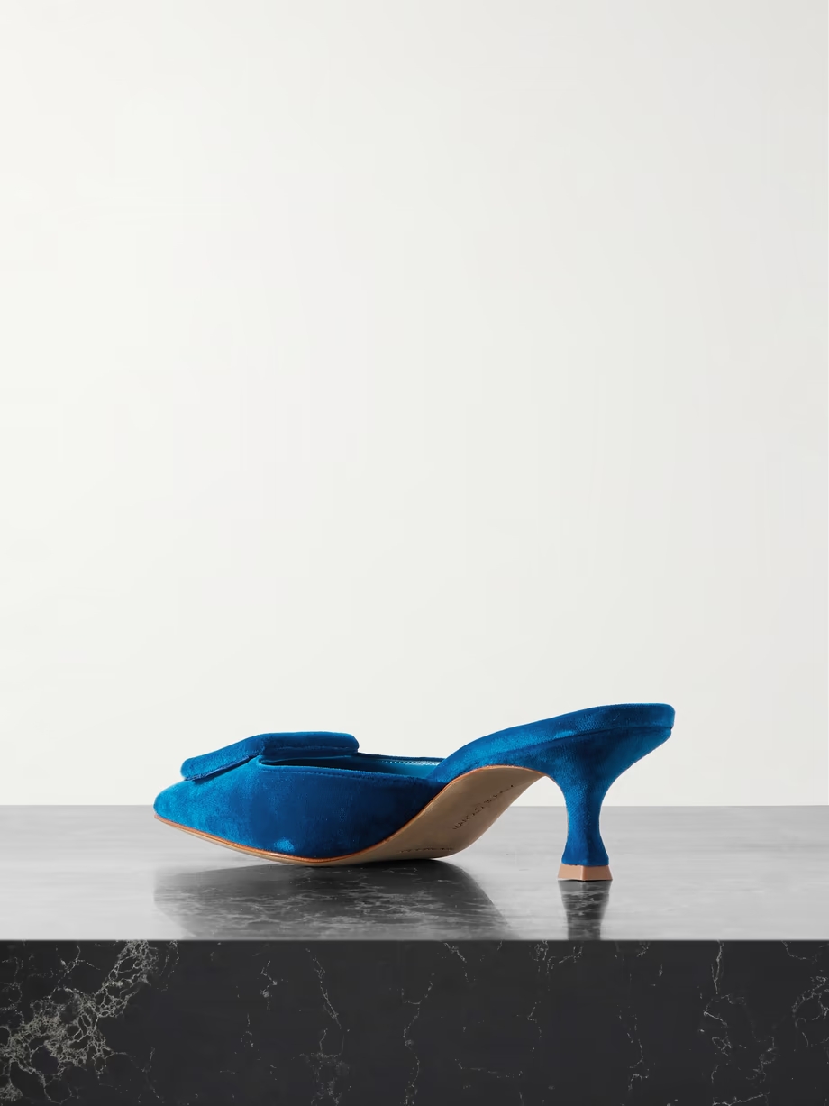 Maysale 50 buckled velvet mules Maysale 50 buckled velvet mules