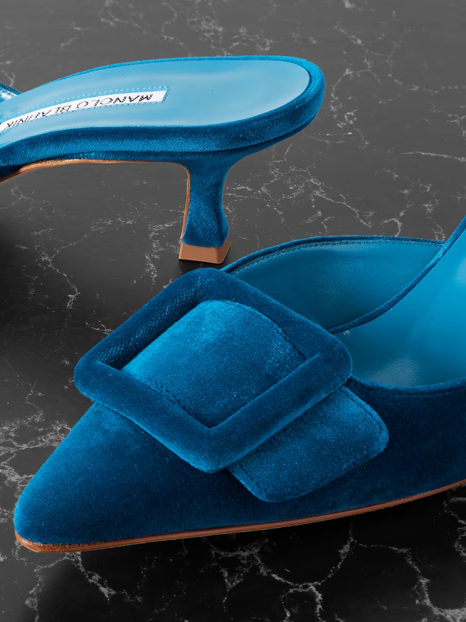 Maysale 50 buckled velvet mules Maysale 50 buckled velvet mules