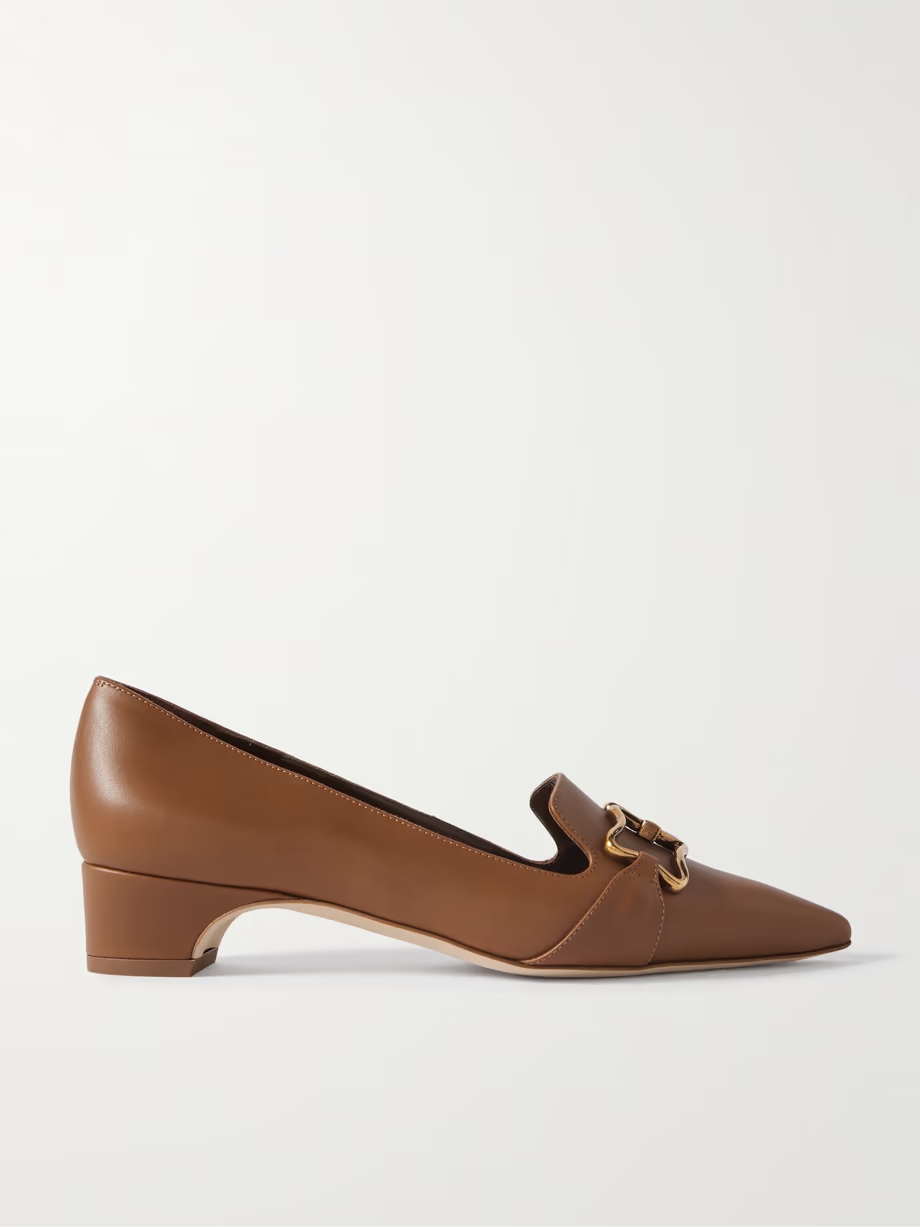 Phoebpla 30 embellished leather pointed-toe loafers Phoebpla 30 embellished leather pointed-toe loafers