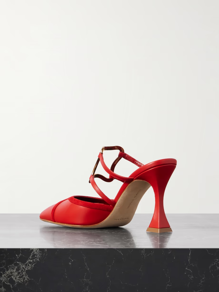 Tituta 90 embellished suede-trimmed leather mules Tituta 90 embellished suede-trimmed leather mules