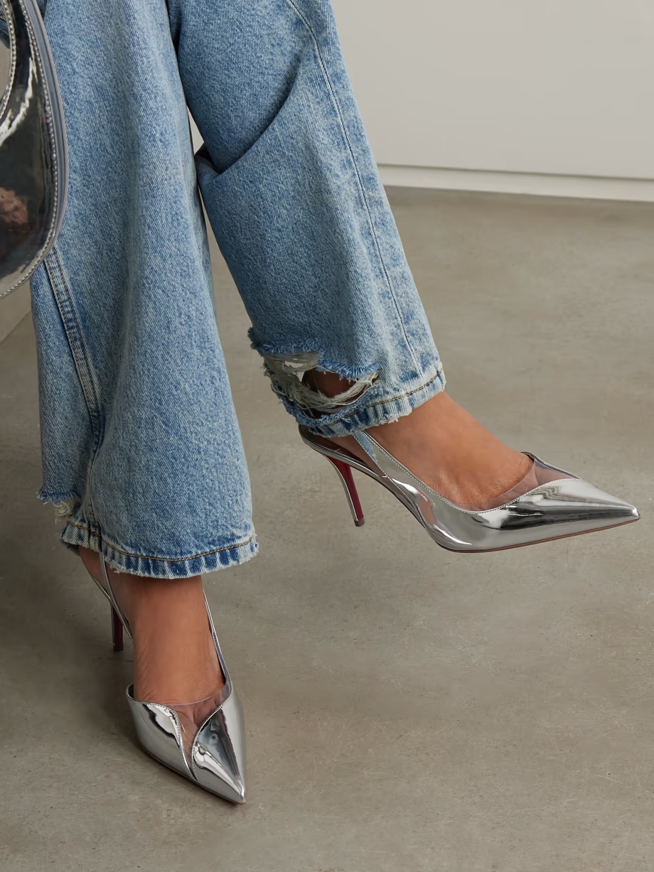 Posticha 80 metallic leather and PVC slingback pumps Posticha 80 metallic leather and PVC slingback pumps