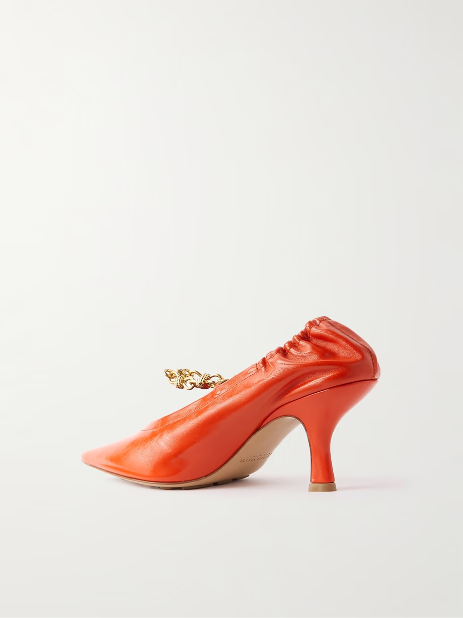 Melbourne embellished glossed crinkled-leather pumps Melbourne embellished glossed crinkled-leather pumps