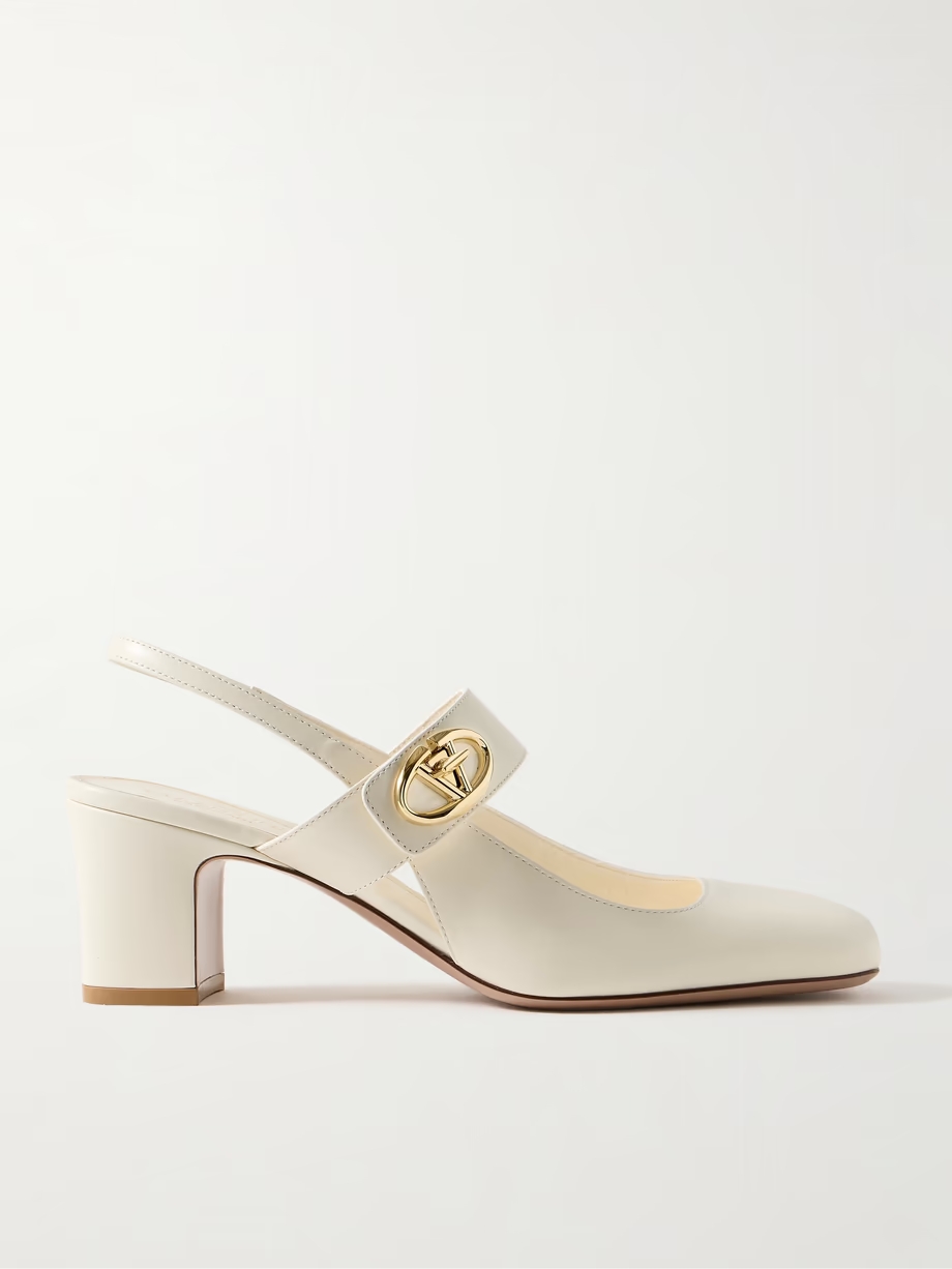 VLOGO 60 embellished leather slingback pumps VLOGO 60 embellished leather slingback pumps