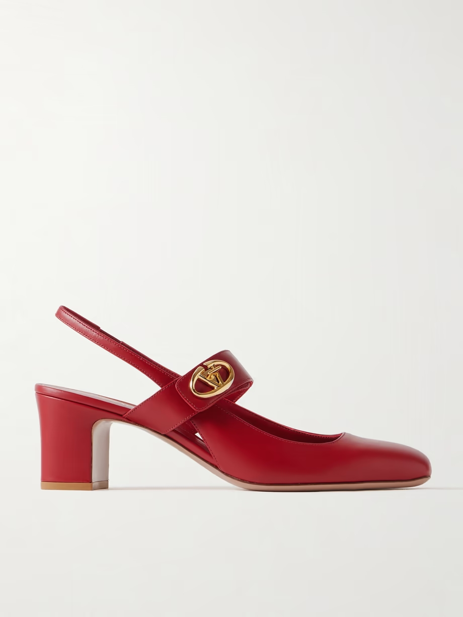 VLOGO 60 logo-embellished leather slingback pumps VLOGO 60 logo-embellished leather slingback pumps