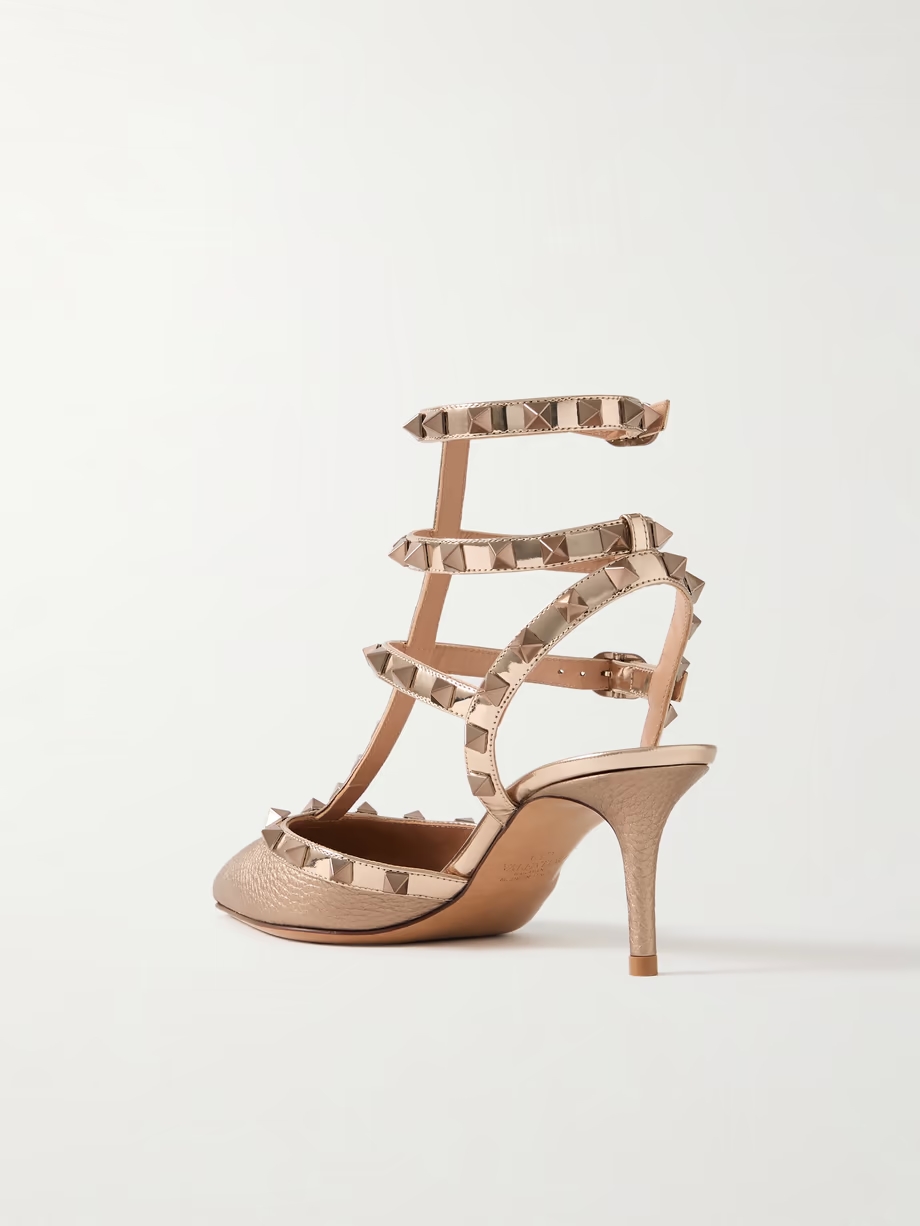 Rockstud 65 metallic patent- and textured-leather pumps Rockstud 65 metallic patent- and textured-leather pumps