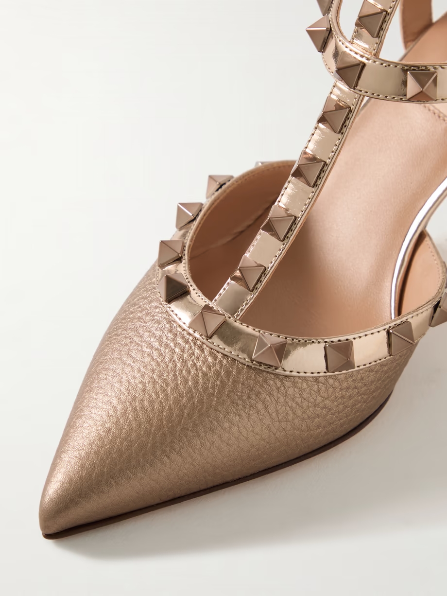 Rockstud 65 metallic patent- and textured-leather pumps Rockstud 65 metallic patent- and textured-leather pumps